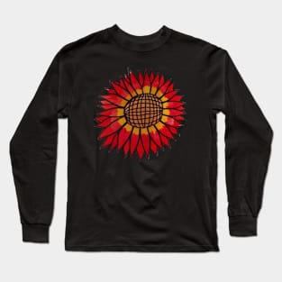 Red and Yellow Sunflower Long Sleeve T-Shirt